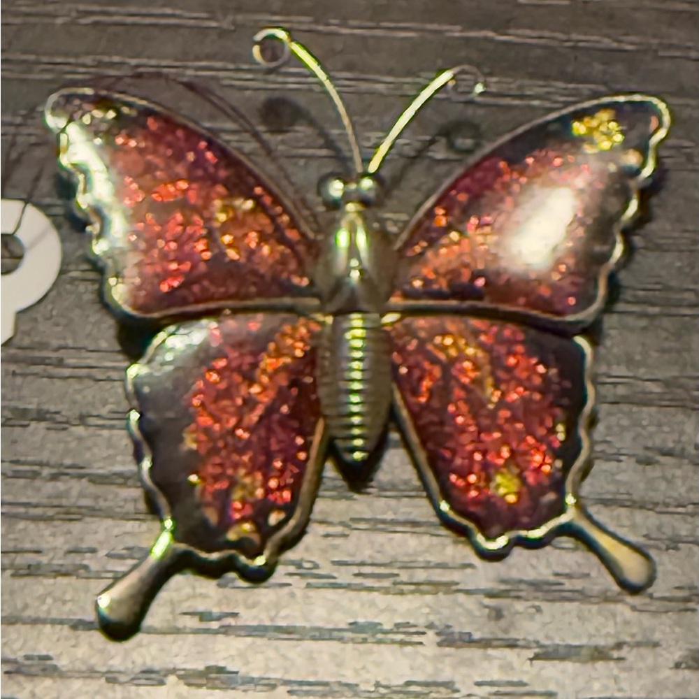 Vintage Red/Gold Butterfly Brooch
